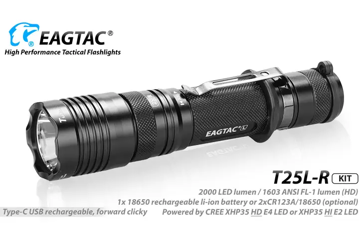 EAGTAC USB Rechargeable T25LR XHP35 Tactical Flashlight Base w/ Free Shipping and Handling — 2 models - view 12